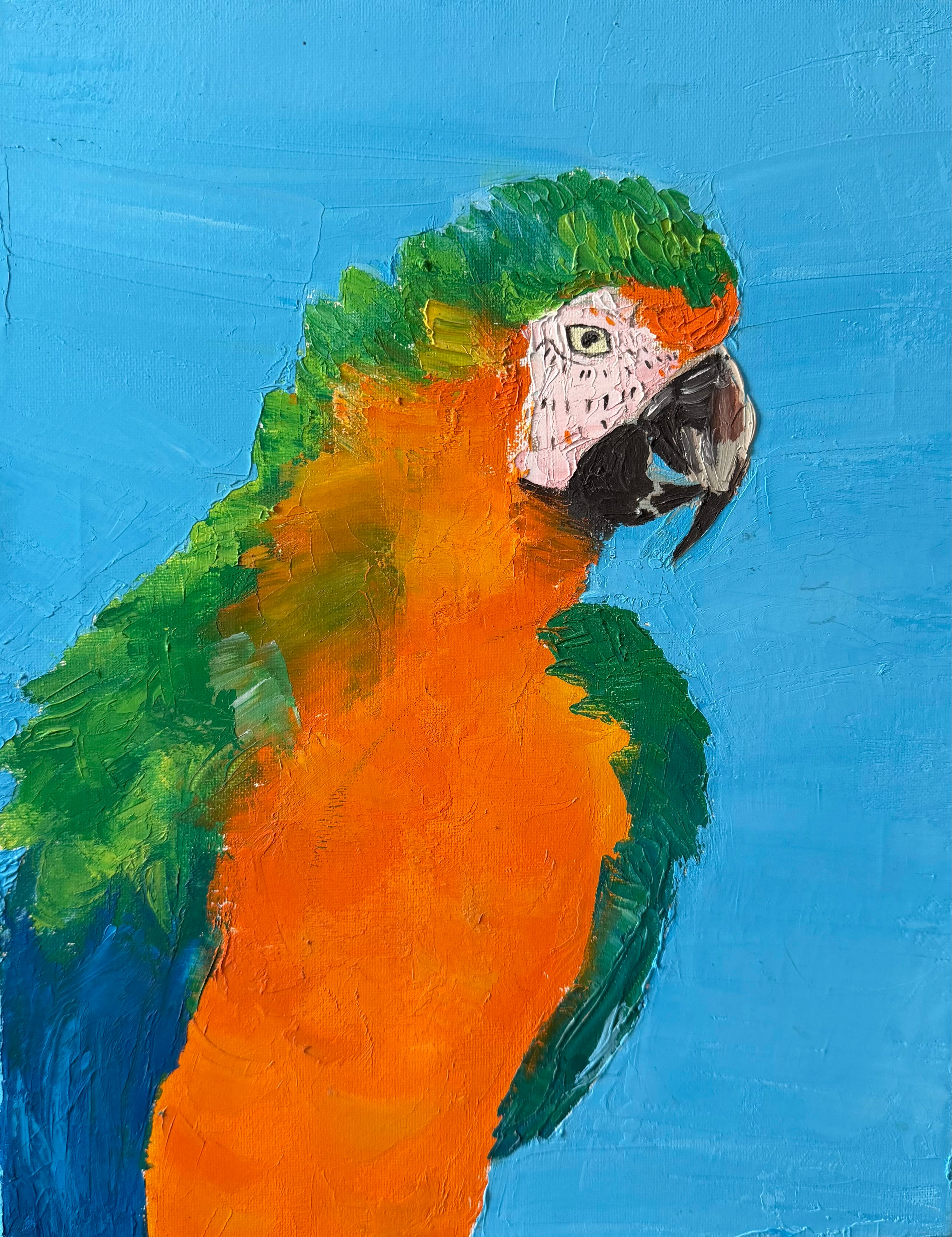 Parrot oil paint print