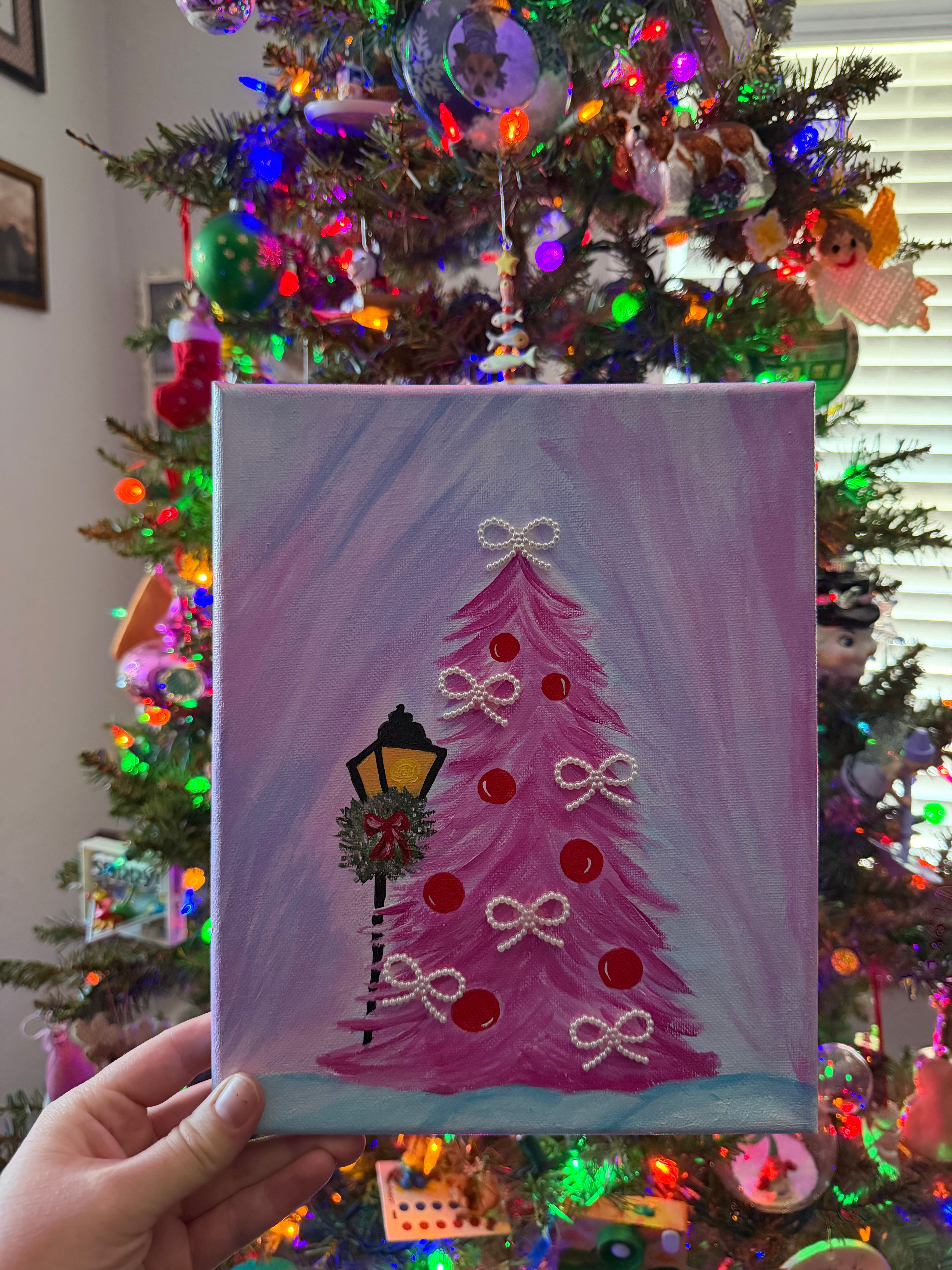 Pink tree original acrylic painting